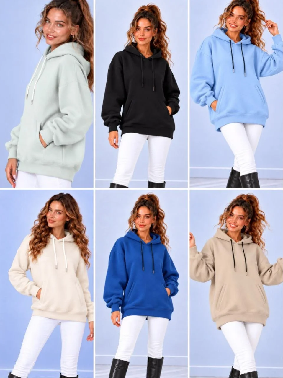 Kadın Oversize Kapüşonlu Kanguru Cepli Sweatshirt