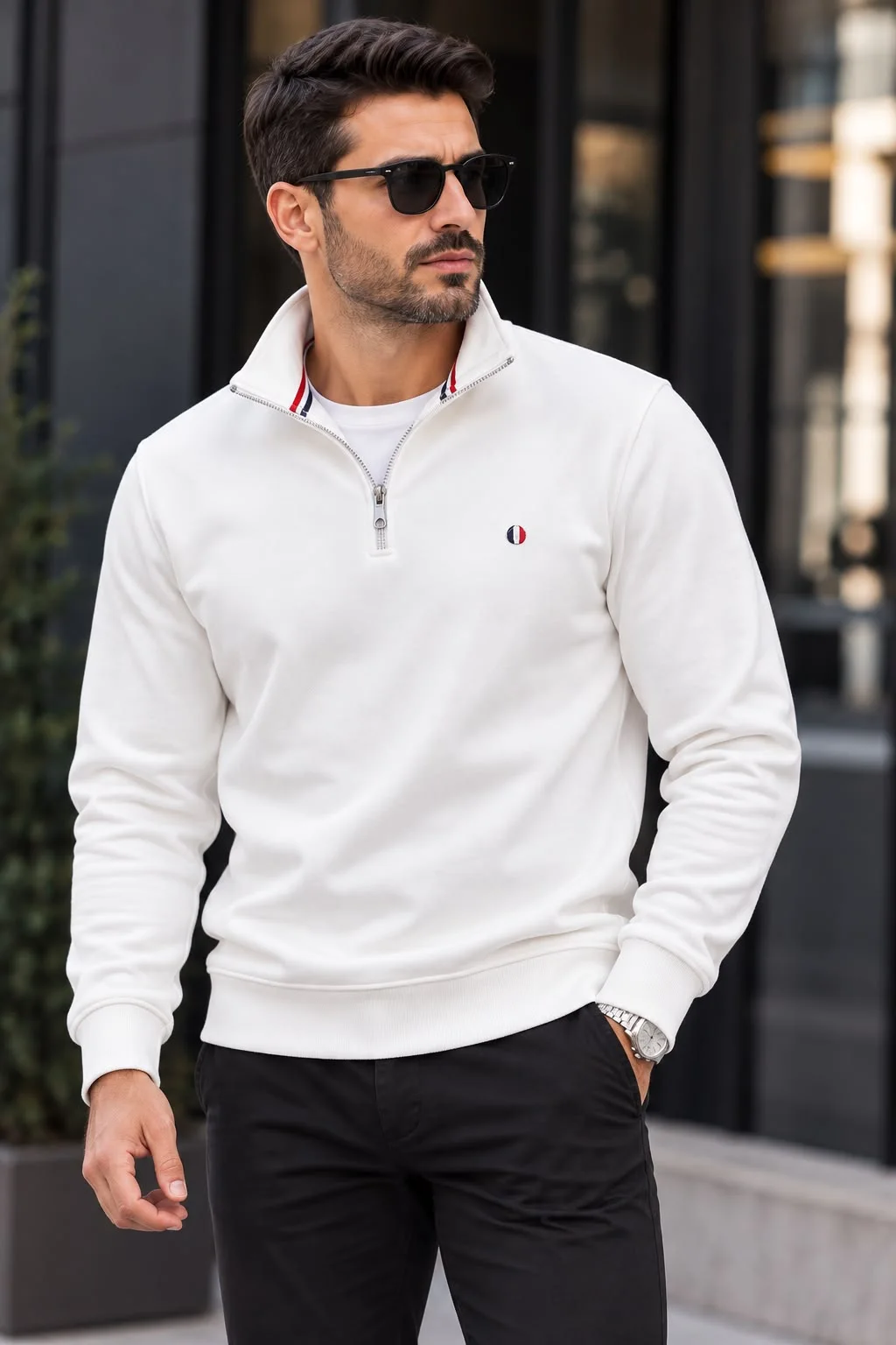 Erkek Yarım Fermuarlı Dik Yaka Sweatshirt – 4 Renk Seçeneği