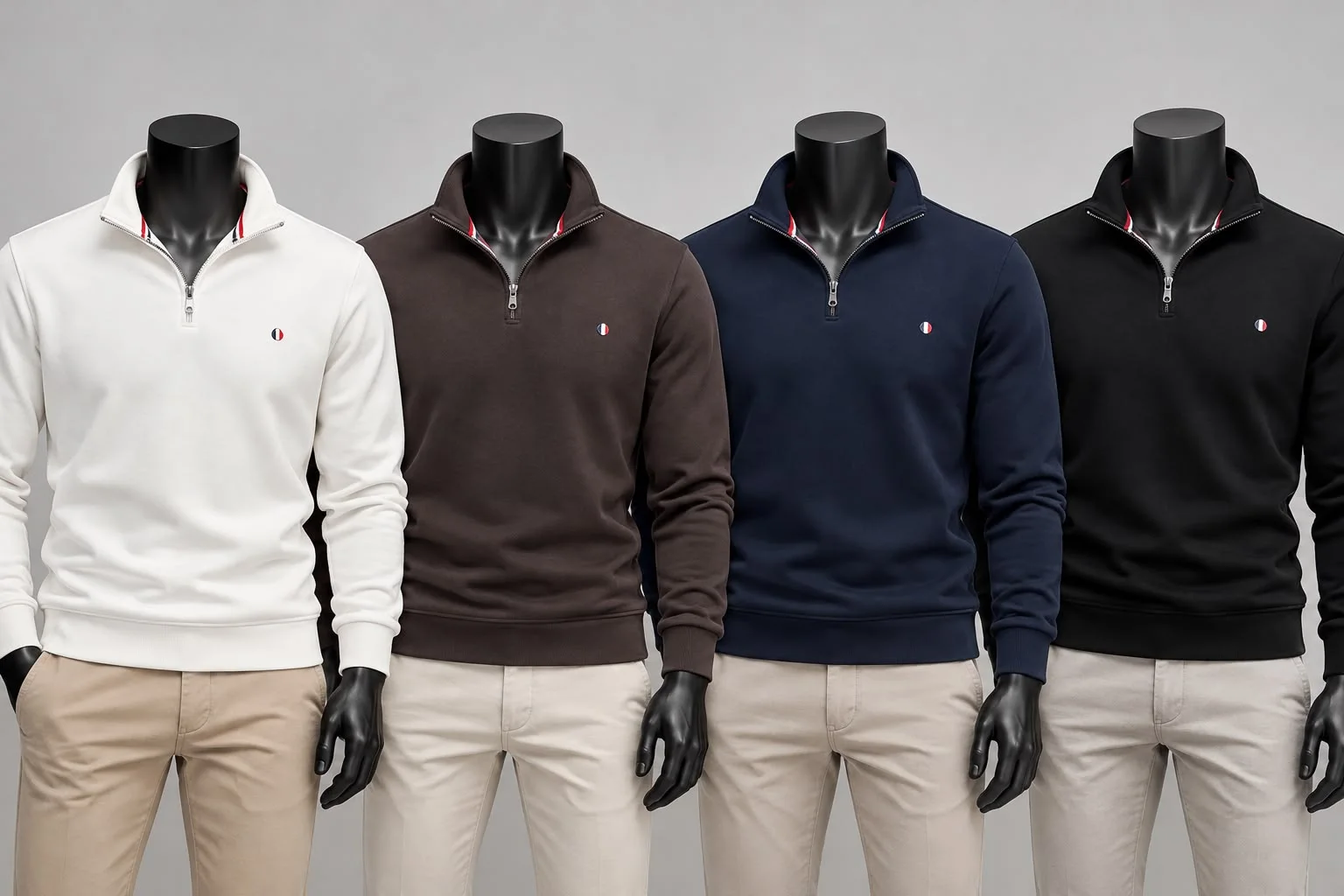 Erkek Yarım Fermuarlı Dik Yaka Sweatshirt – 4 Renk Seçeneği