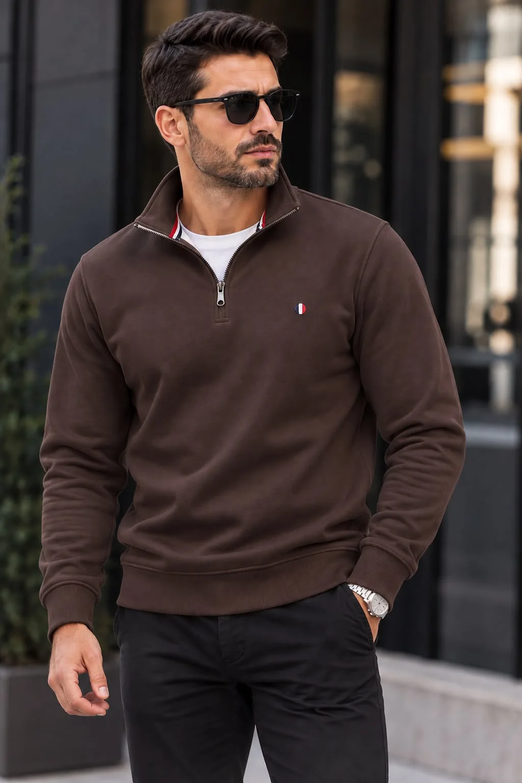 Erkek Yarım Fermuarlı Dik Yaka Sweatshirt – 4 Renk Seçeneği