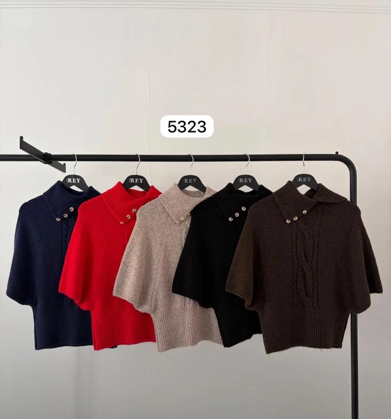 Kadın Örgü Desenli Triko Panço Bluz – 5 Renk