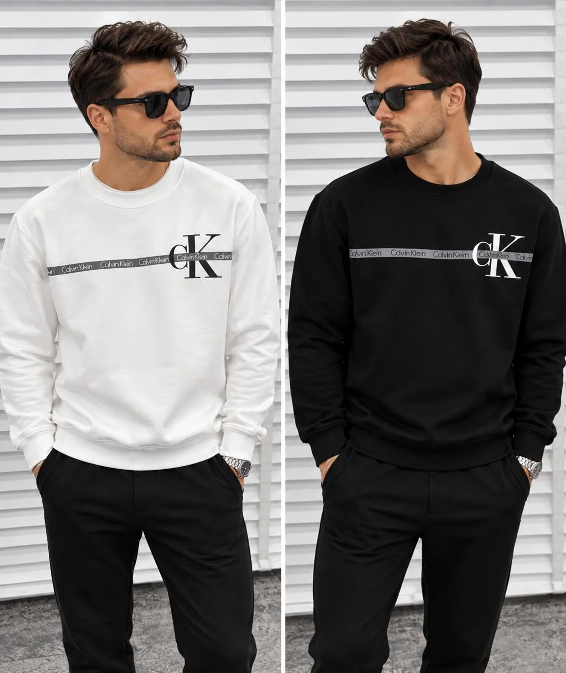 Erkek Siyah Baskılı Sweatshirt