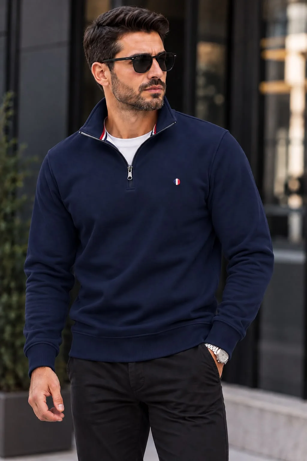Erkek Yarım Fermuarlı Dik Yaka Sweatshirt – 4 Renk Seçeneği
