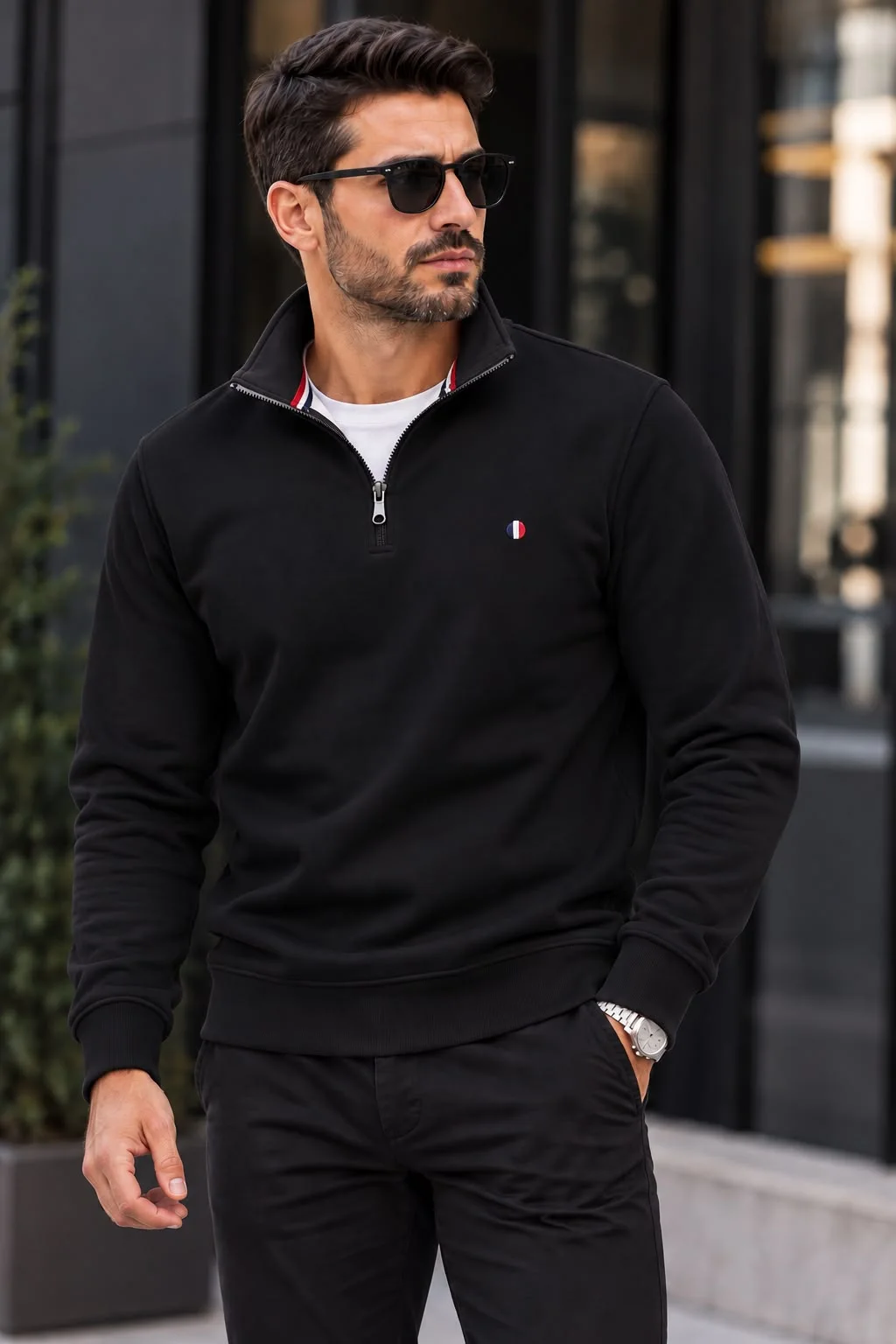 Erkek Yarım Fermuarlı Dik Yaka Sweatshirt – 4 Renk Seçeneği