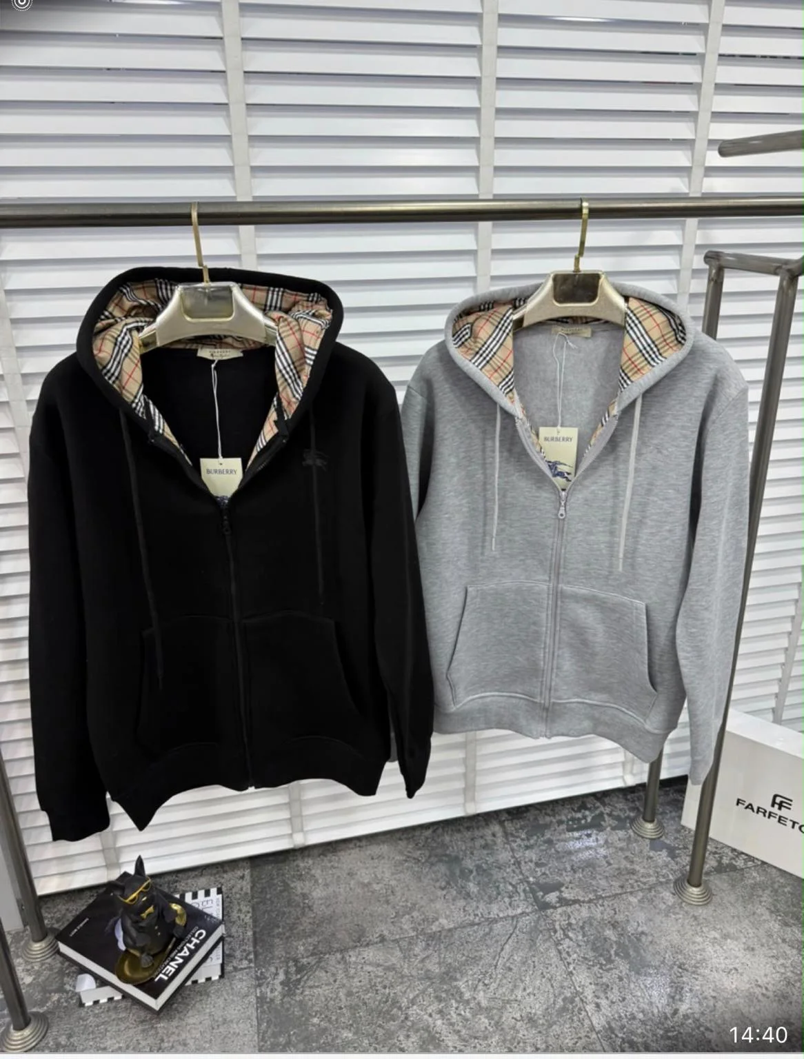 Erkek Kapüşonlu Fermuarlı Sweatshirt-Ekose Detaylı
