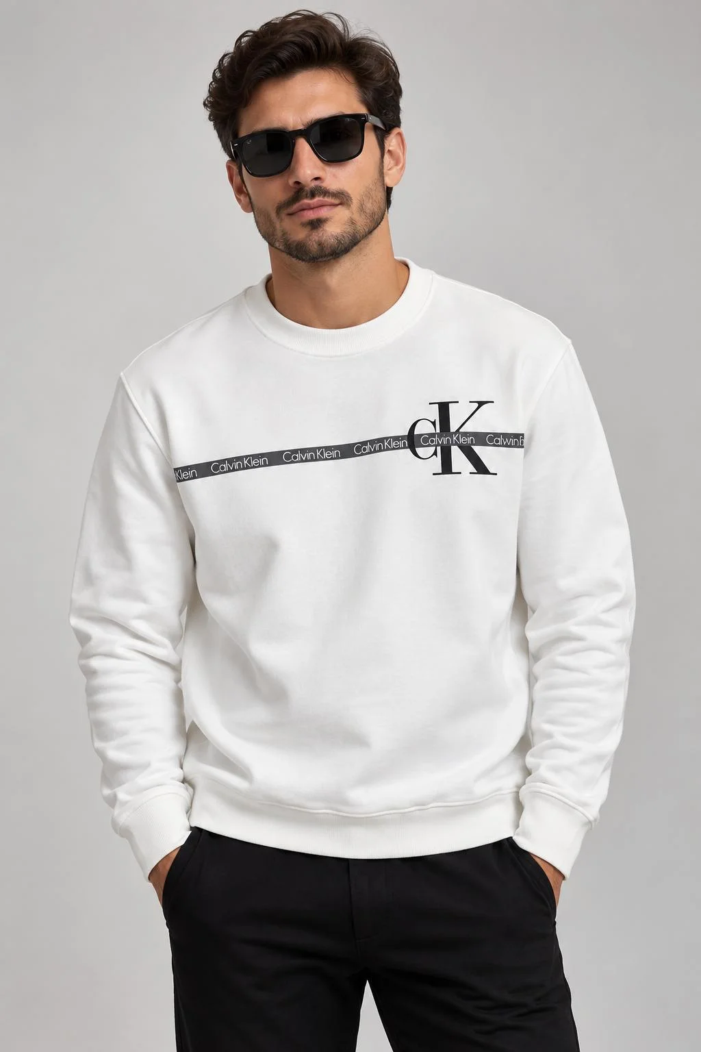 Erkek Siyah Baskılı Sweatshirt